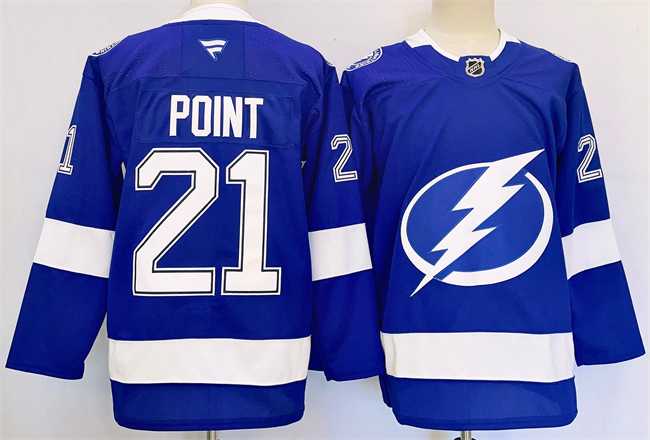 Men%27s Tampa Bay Lightning #21 Brayden Point 2024-25 Blue Stitched Jersey